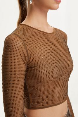 Women's Embellished Tulle Crop Top