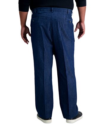 Haggar - Men's Big & Tall Stretch Denim Classic-Fit Pleated Pants