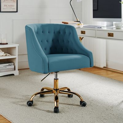   Standard   Velvet, Gold Metal   Stylish, Compact Desk Chair