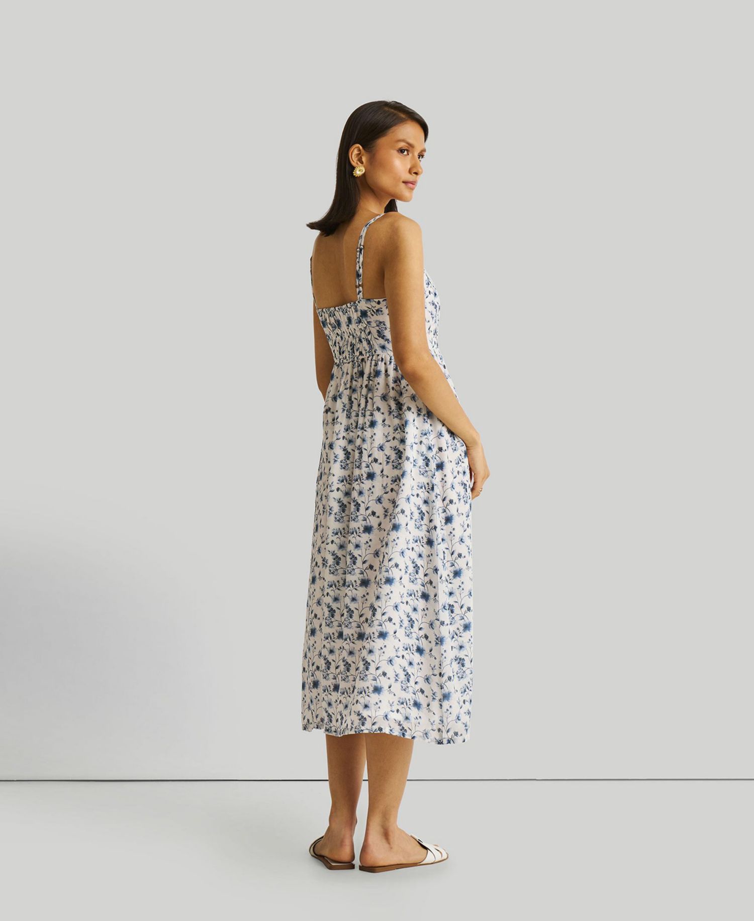 Women's Strappy Gathered Midi Dress