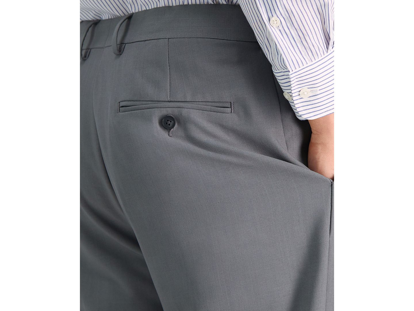 Мужские брюки Haggar Premium Comfort Stretch Classic-Fit Solid Flat Front Dress Pants, цвет: Средний серый — фото 6