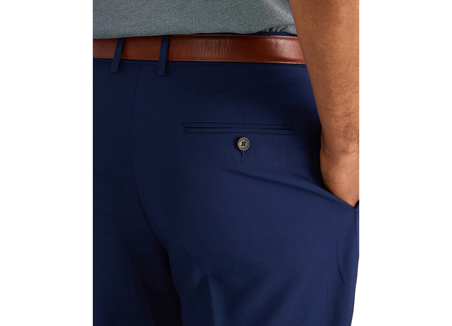 Men's Premium Comfort Stretch Classic-Fit Solid Pleated Dress Pants