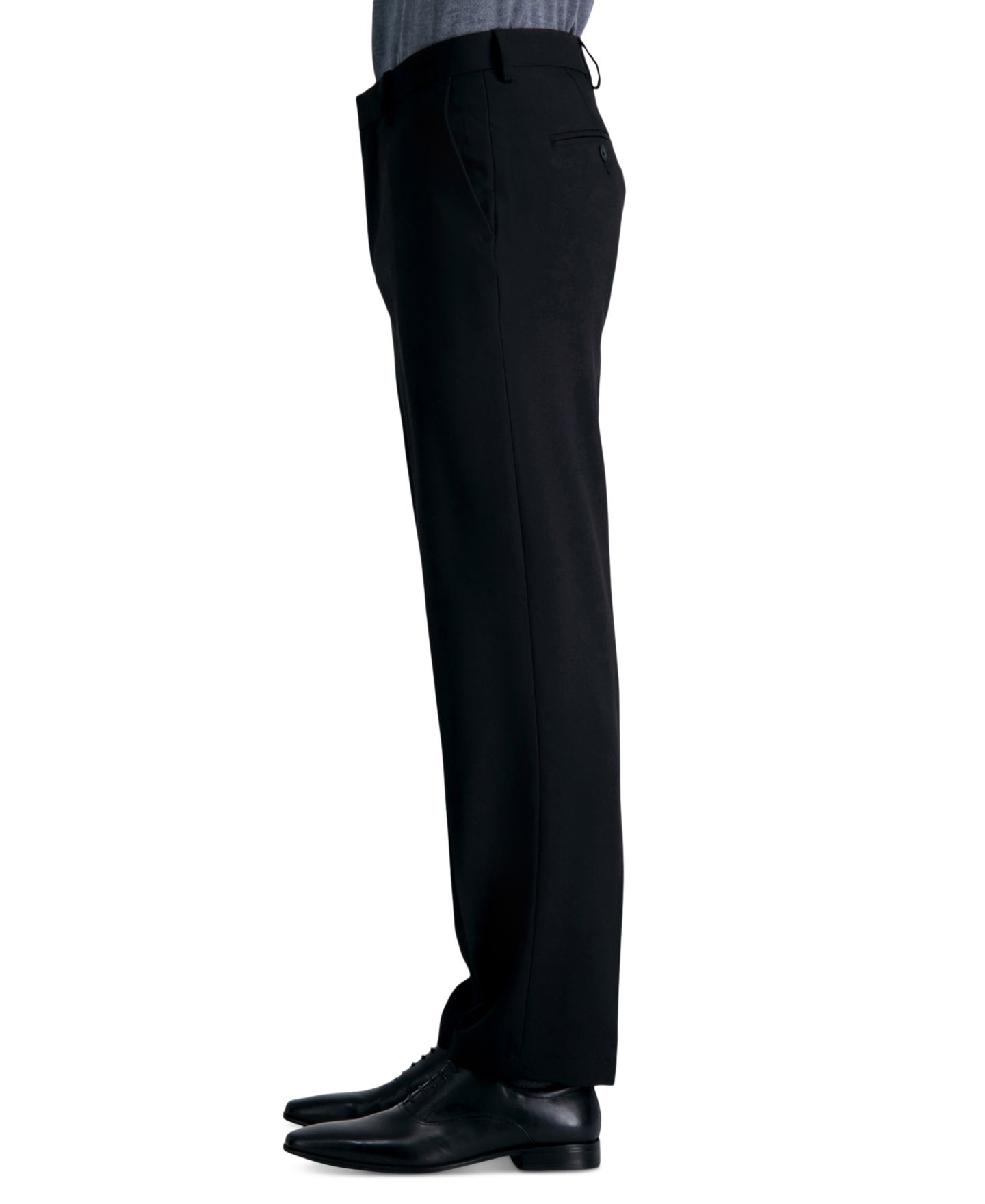 Мужские брюки Haggar Premium Comfort Straight-Fit 4-Way Stretch Wrinkle-Free Flat-Front Dress Pants, цвет: Чёрный — фото 4