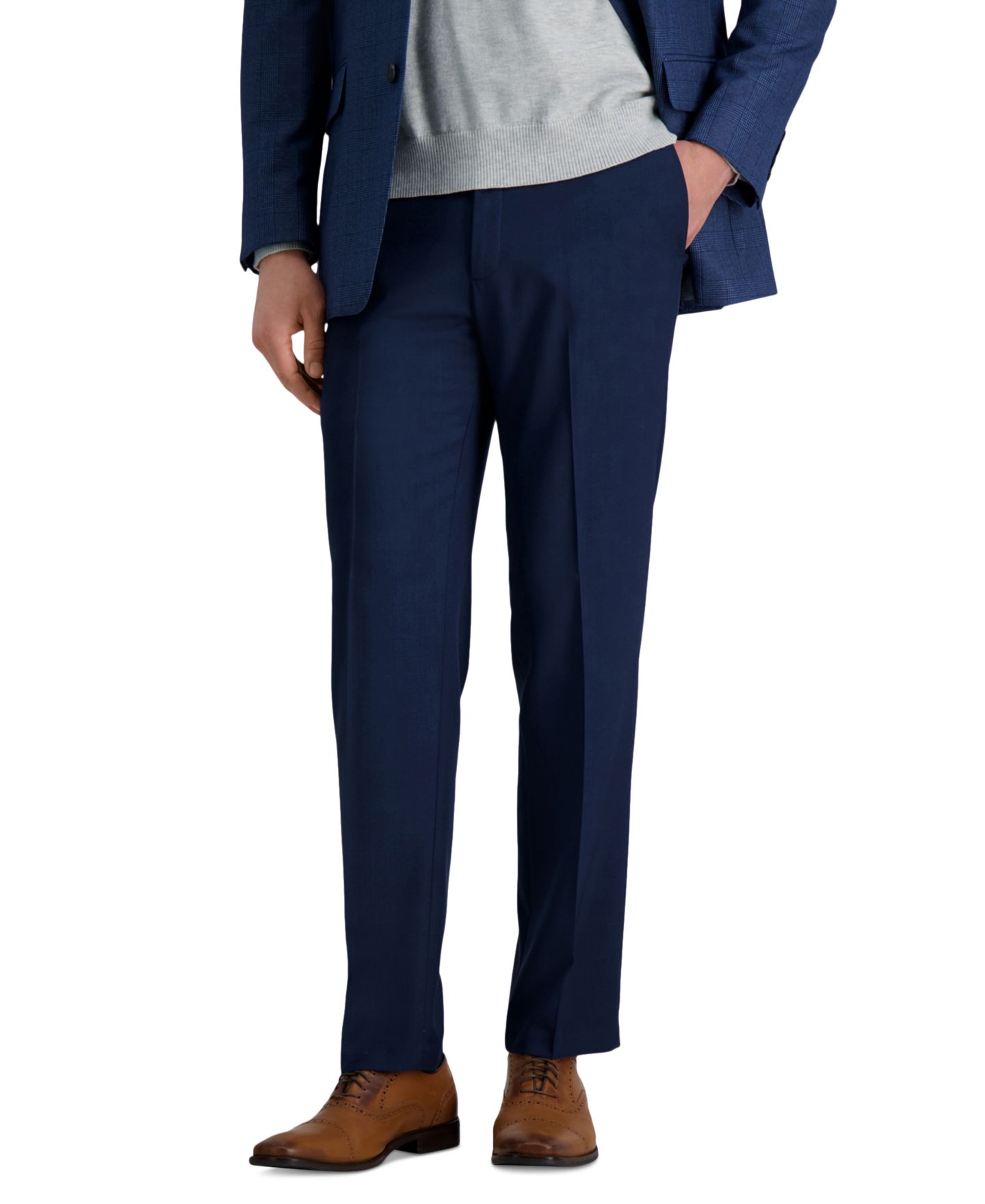 Мужские брюки Haggar Premium Comfort Straight-Fit 4-Way Stretch Wrinkle-Free Flat-Front Dress Pants, цвет: Чёрный — фото 7