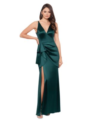 Blondie Nites - Juniors' Draped Satin Column Gown