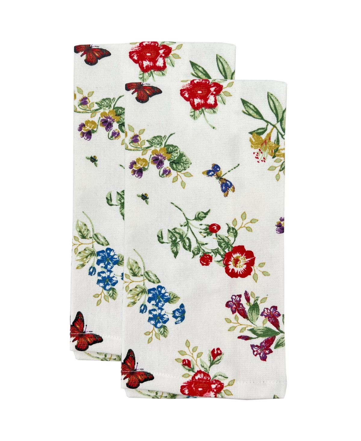 Butterfly Meadow 2pk Cotton Kitchen Towels - White Multi