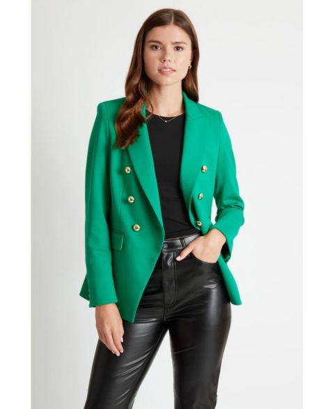 Женский пиджак Caldwell Collection Pauline Double Breasted Fitted Luxury Ponte Blazer with 5-Button Sleeves with Real Buttonholes and Optional Turn Up Cuff, цвет: Изумрудный зелёный