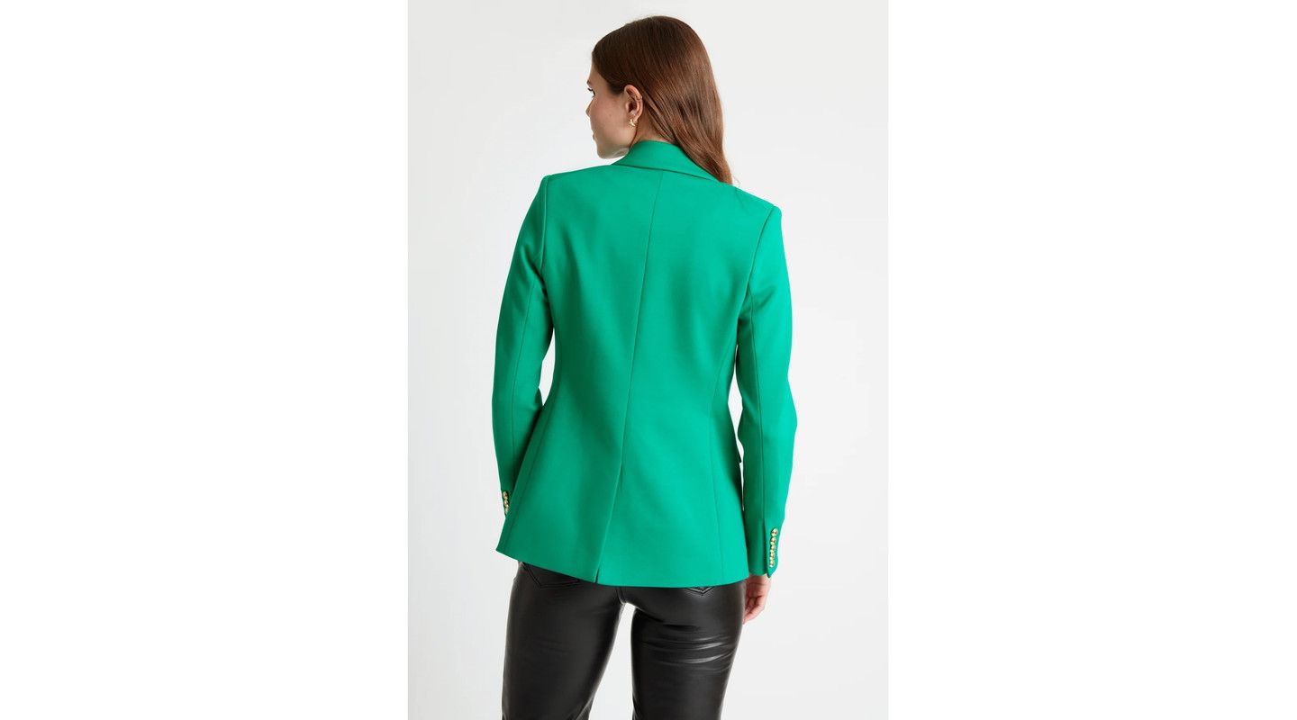 Женский пиджак Caldwell Collection Pauline Double Breasted Fitted Luxury Ponte Blazer with 5-Button Sleeves with Real Buttonholes and Optional Turn Up Cuff, цвет: Изумрудный зелёный — фото 2