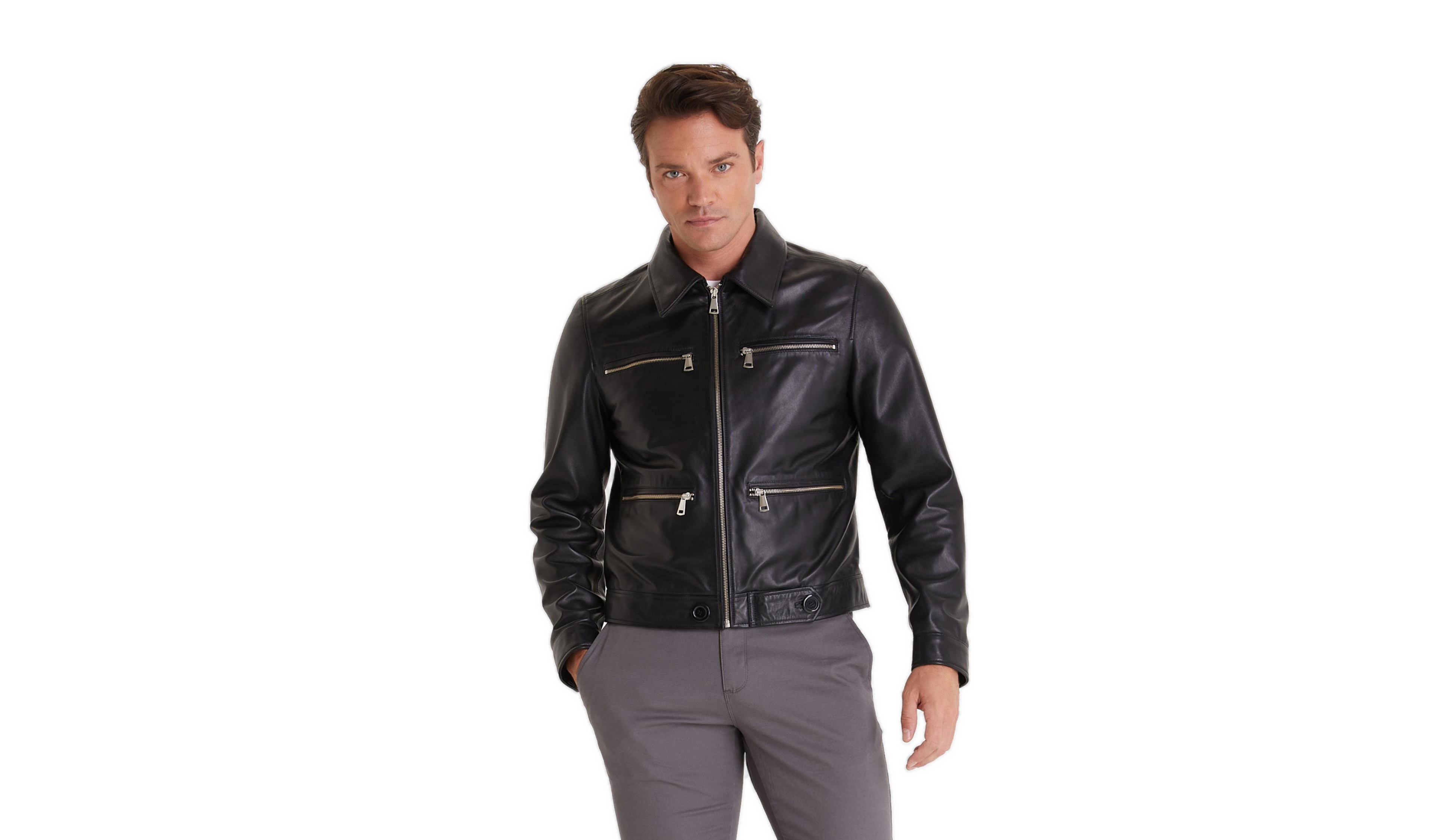 Furniq Uk Men's Fashion Jacket, Nappa Black
