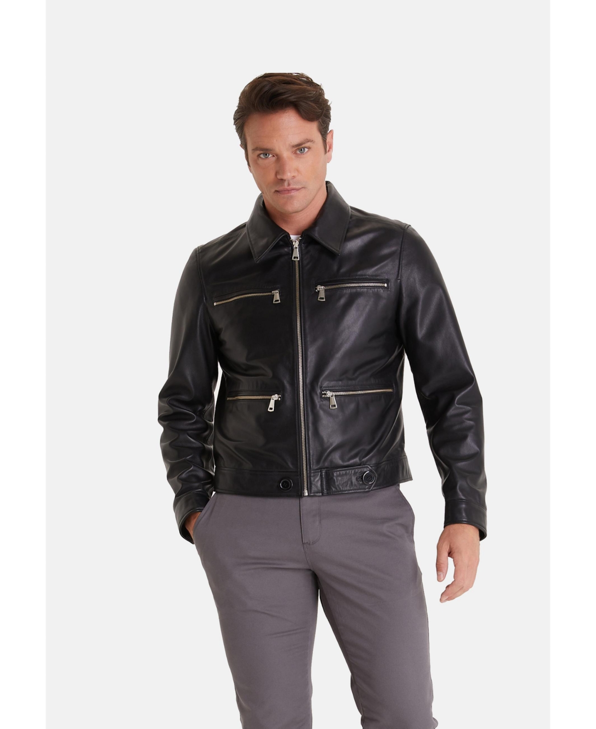 Men's Fashion Jacket, Nappa Black - Black