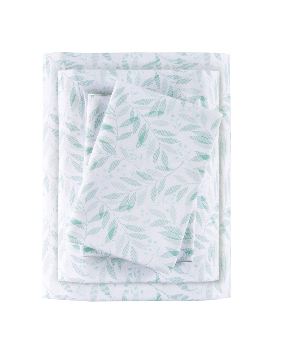 Madison Park Essentials 200 Thread Count Printed Cotton Sheet Set, Full In Green Leaves