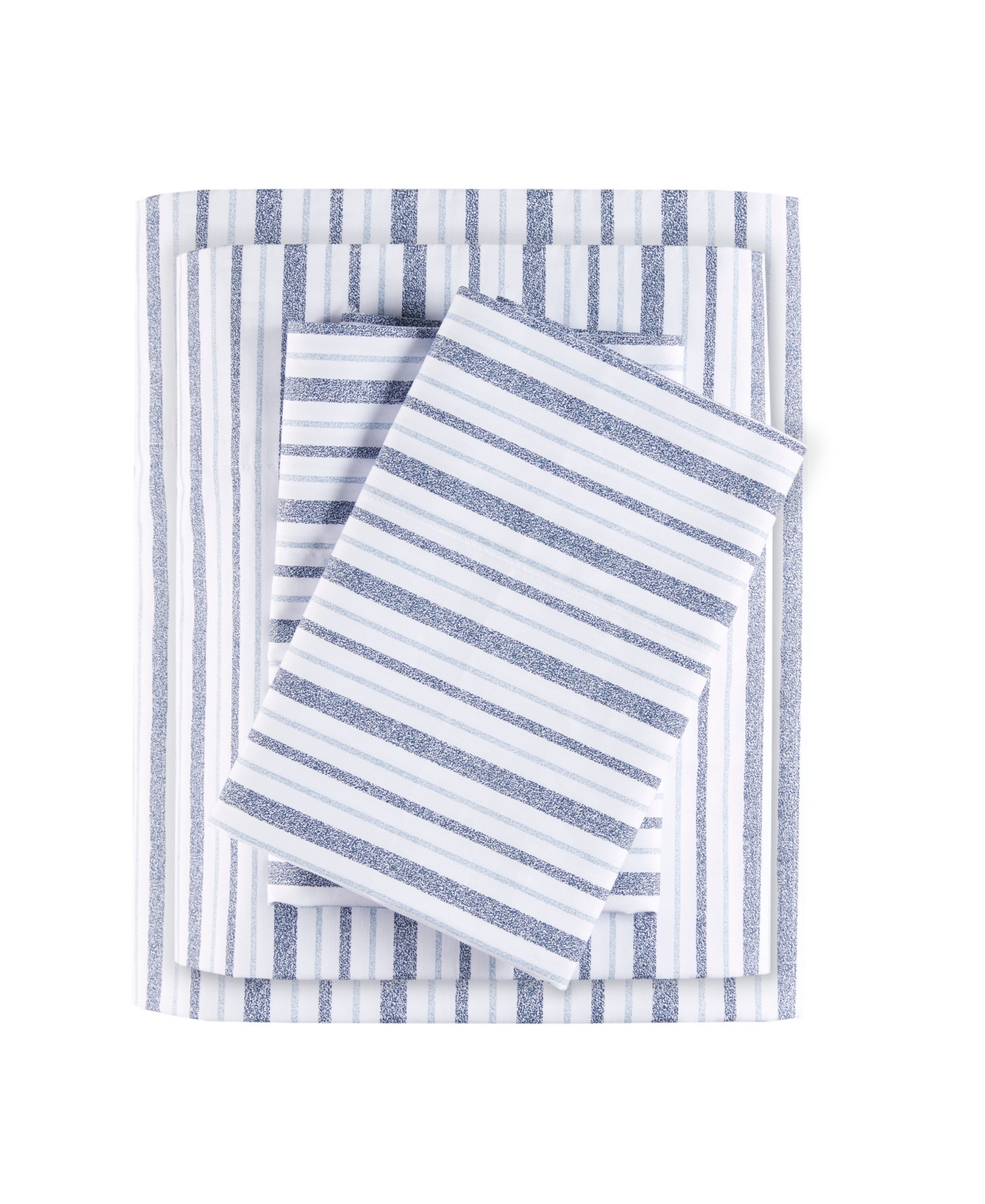 Madison Park Essentials 200 Thread Count Printed Cotton Sheet Set, Full In Blue Stripe