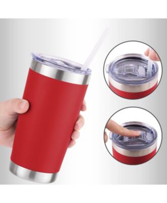 20oz Stainless Steel Tumbler With Lid and Straw - Sweat-Free Travel Coffee Mug Tumbler Cups