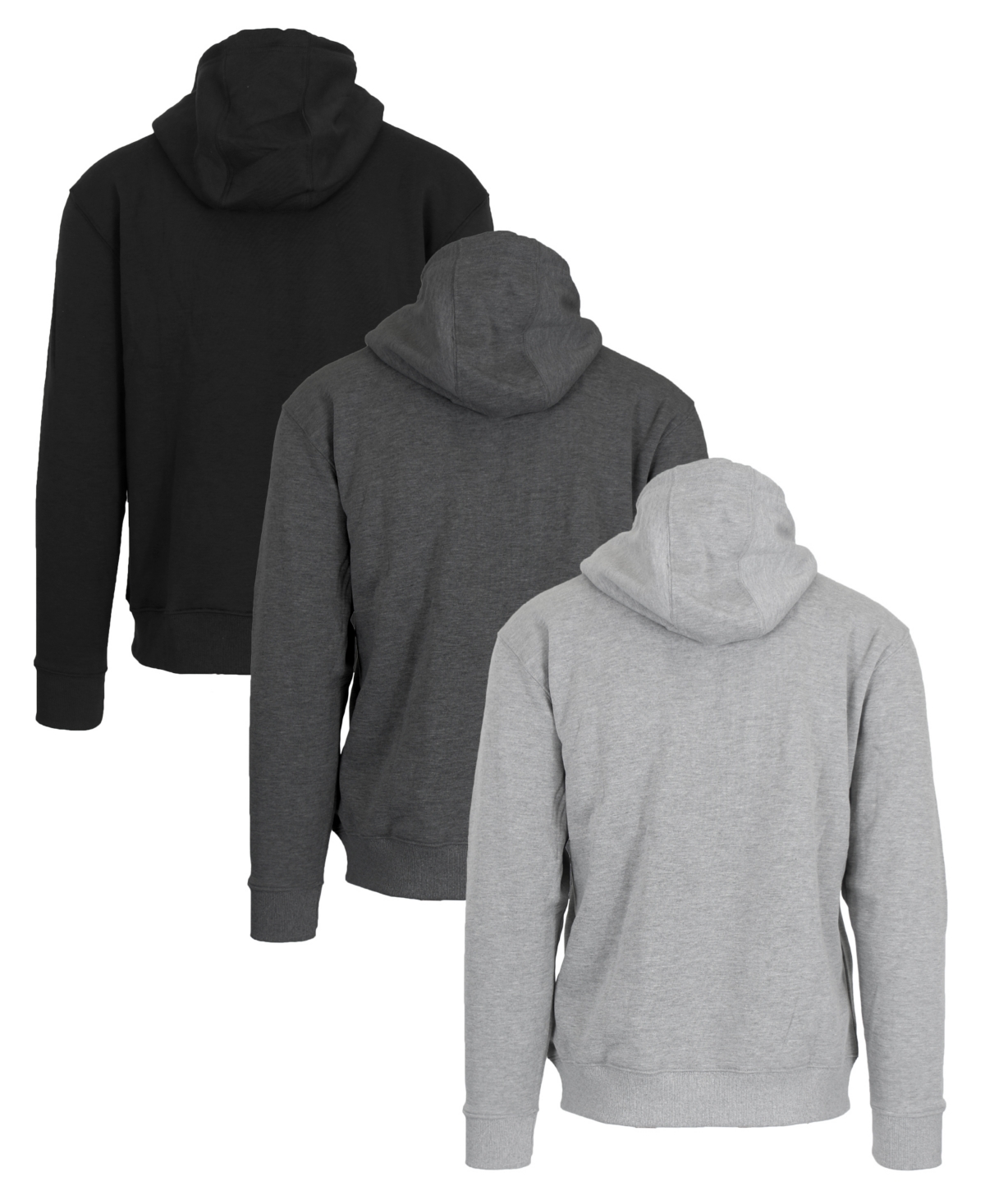 Blue Ice Men's Fleece-Lined Full-Zip Hoodie, Pack of 3