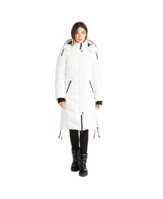 Women's Sapphire Long Puffer Coat with Detachable Hood