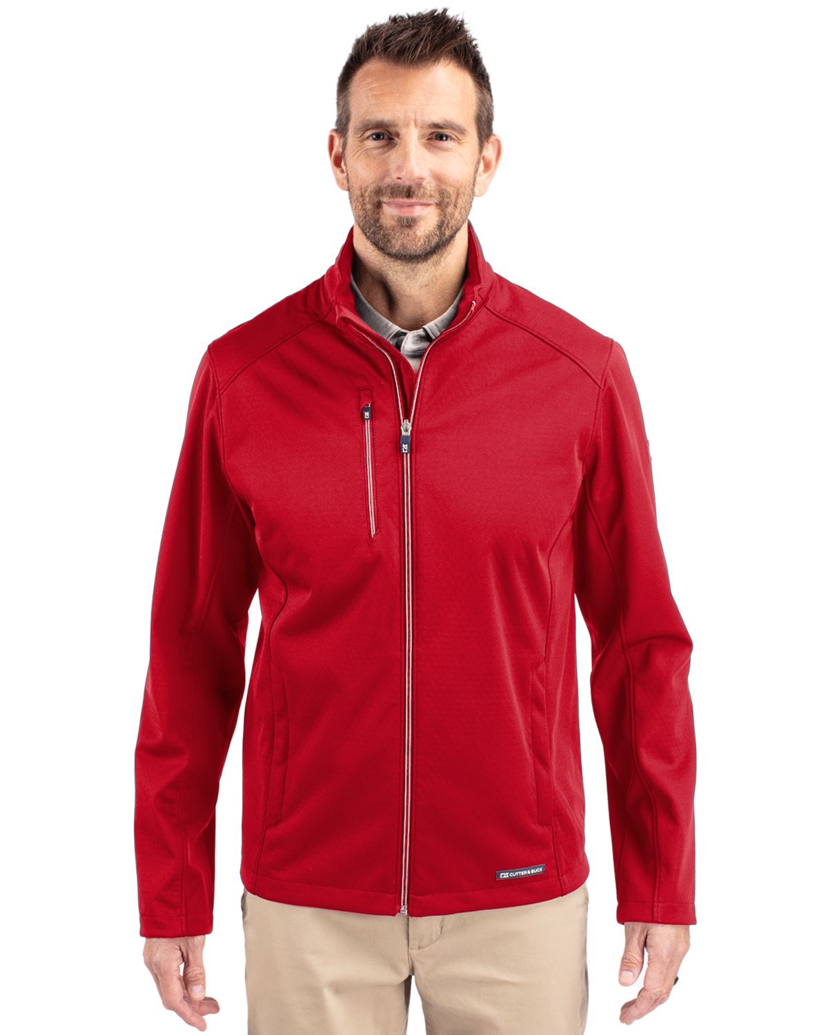 Cutter & Buck Men's Evoke Softshell Recycled Full Zip Jacket - Cardinal red