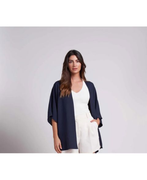 Женский топ Caldwell Collection Mila Very Oversized Lightweight Crinkled Fabric Kimono, цвет: Тёмно-синий