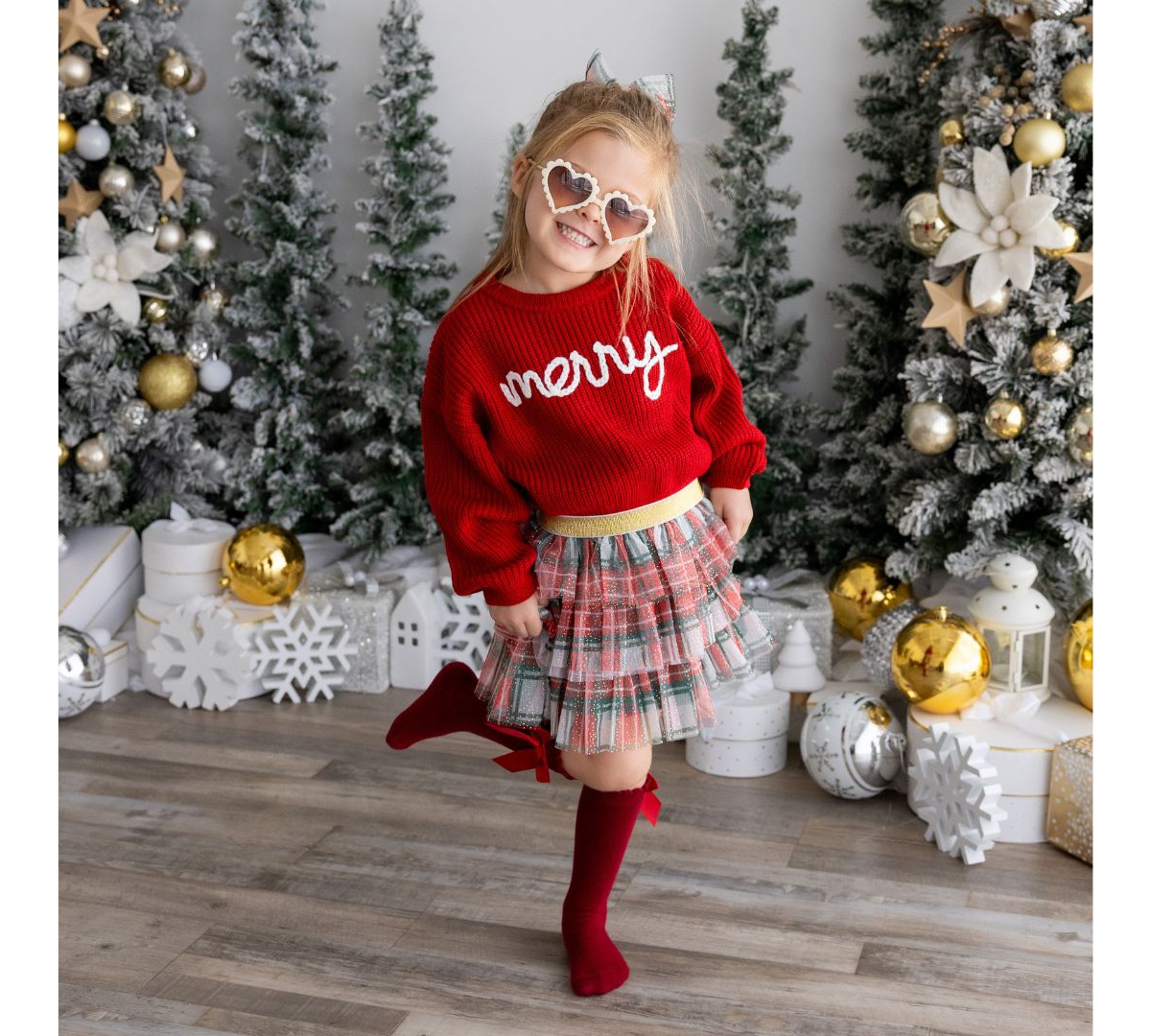 Sweet Wink Little and Big Girls Christmas Plaid Tiered Tutu