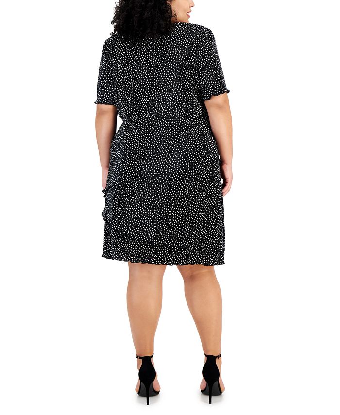 Connected Plus Size Pleated Dot-Print Tiered Dress - Macy's