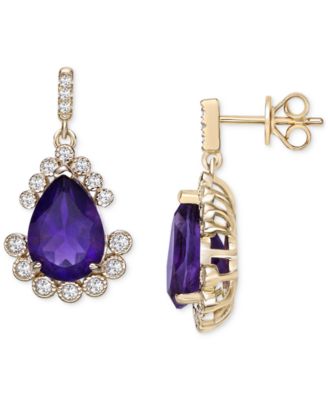 Macy's - Amethyst (5 ct. t.w.) & White Topaz (2-3/8 ct. t.w.) Drop Earrings in Gold-Plated Sterling Silver (Also in Blue Topaz)
