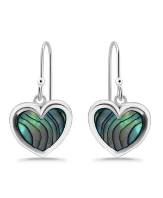 Abalone Inlay Heart Drop Earrings