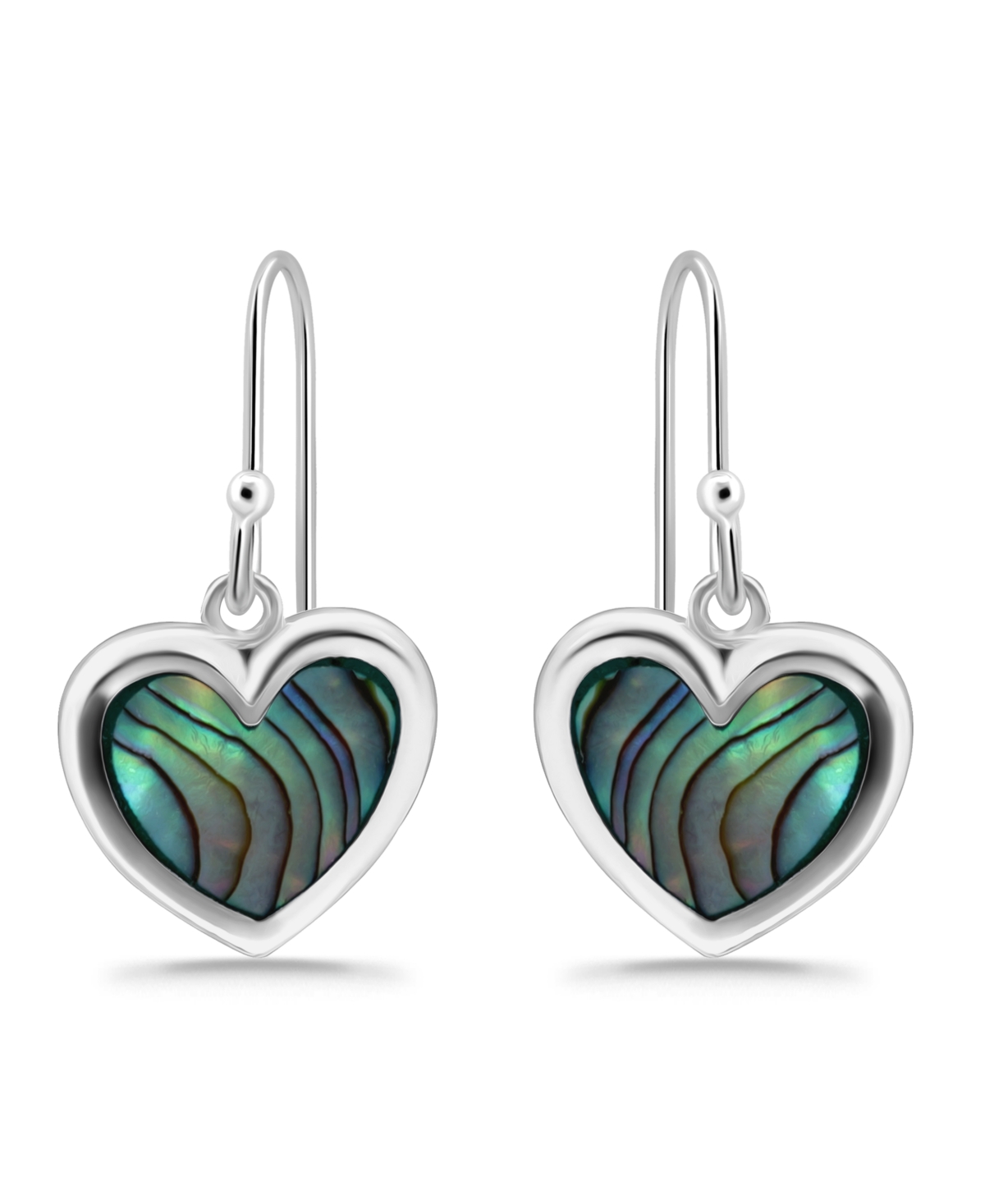 Shop Macy's Abalone Inlay Heart Drop Earrings In Silver