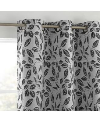 Satti Embroidered Leaf 100% Blackout Grommet Curtain Panel