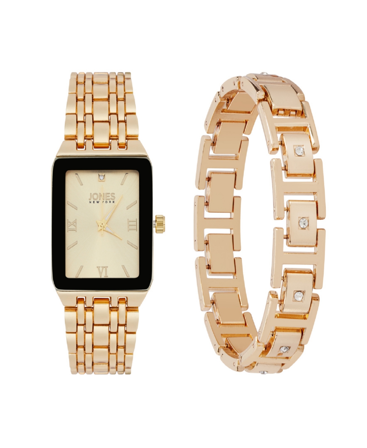 Men's Analog Shiny Gold-Tone Metal Watch 31mm Bracelet Gift Set - Champagne, Gold