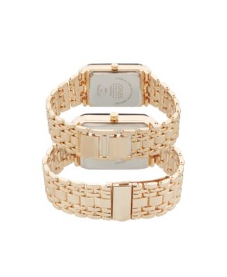 Men and Women's Analog Shiny Gold-Tone Metal Bracelet His Hers Watch 40mm, 32mm Gift Set