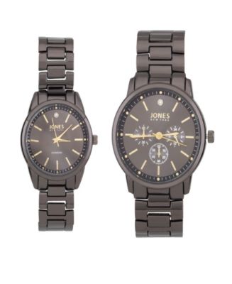 Jones New York Men and Women's Analog Shiny Black Metal Bracelet