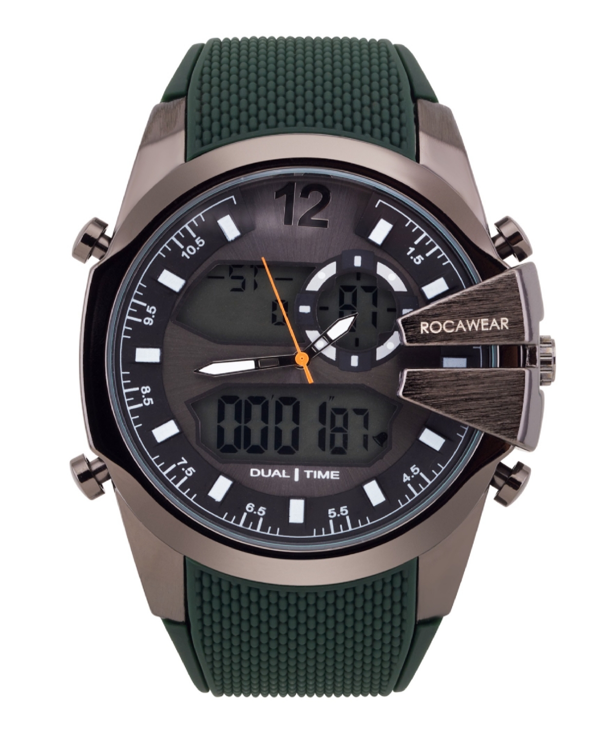 Men's Analog-Digital Green Silicone Strap Watch 51mm - Black, Green