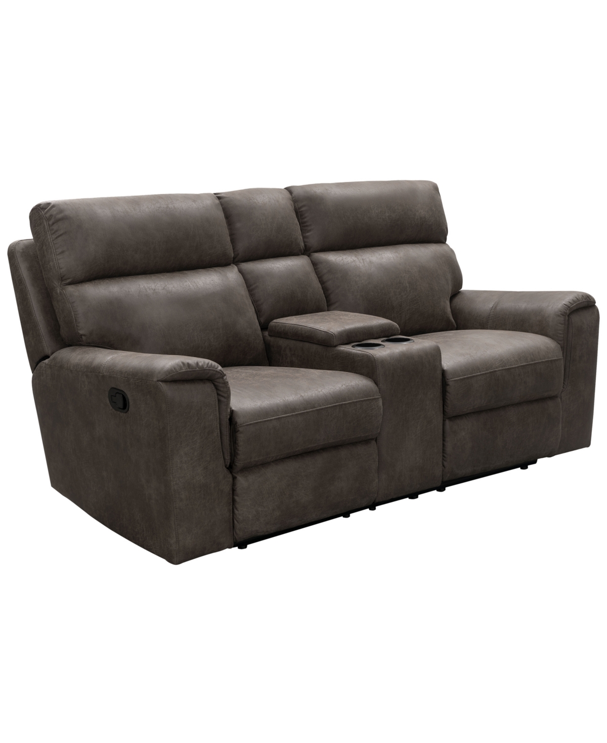 Abbyson Living Lawrence 39.5" Fabric Reclining Console Loveseat In Dark Brown