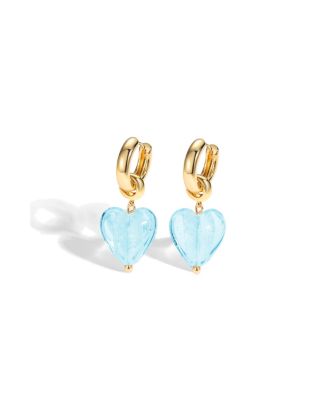 Esmee Murano Glass Heart Drop Hoop Earrings
