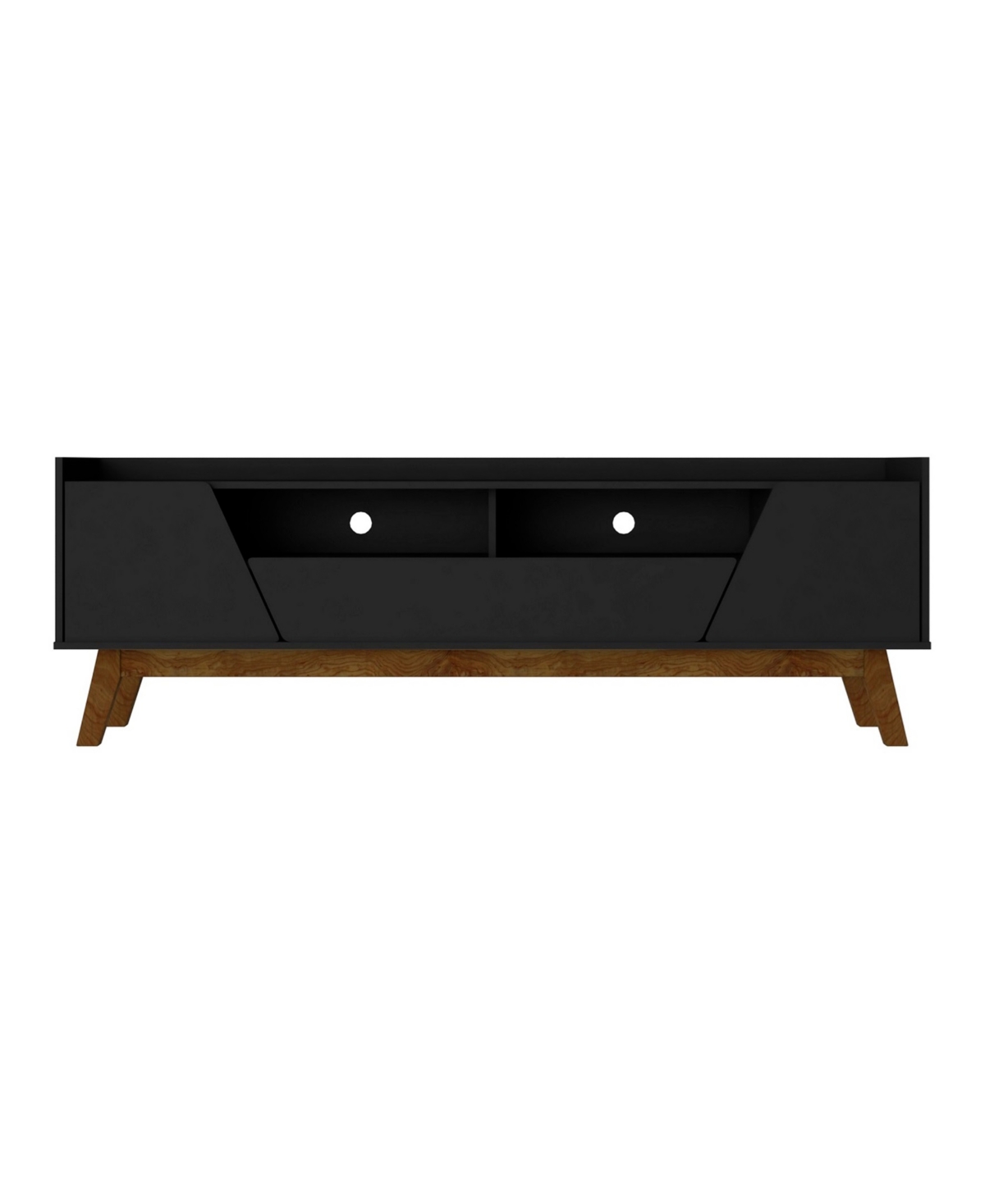 Manhattan Comfort Marcus 70.86" Medium Density Fiberboard 4-shelf Tv Stand In Matte Black