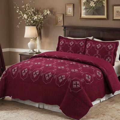 3 Piece Quilted Embroidery Quilts Bedspreads Set Emma - King/ California king