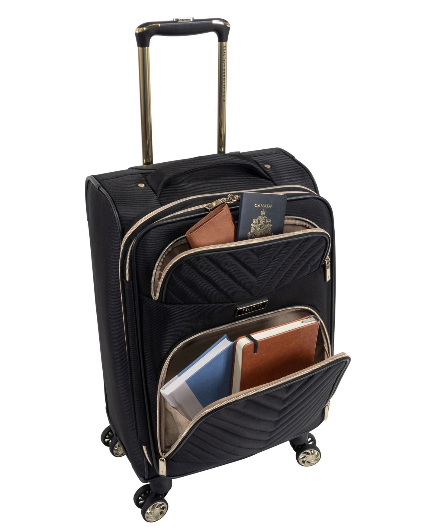 Сумки Kenneth Cole Reaction Chelsea Softside Chevron Expandable 2pc 20" Carry-On Luggage + Matching 15" Laptop Tote Set, цвет: Чёрный — фото 9