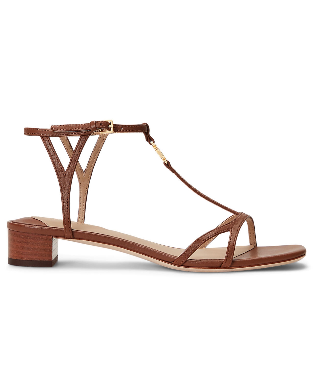 Shop Lauren Ralph Lauren Women's Fallon Ankle-strap Embellished Flat Sandals In Soft Bronze