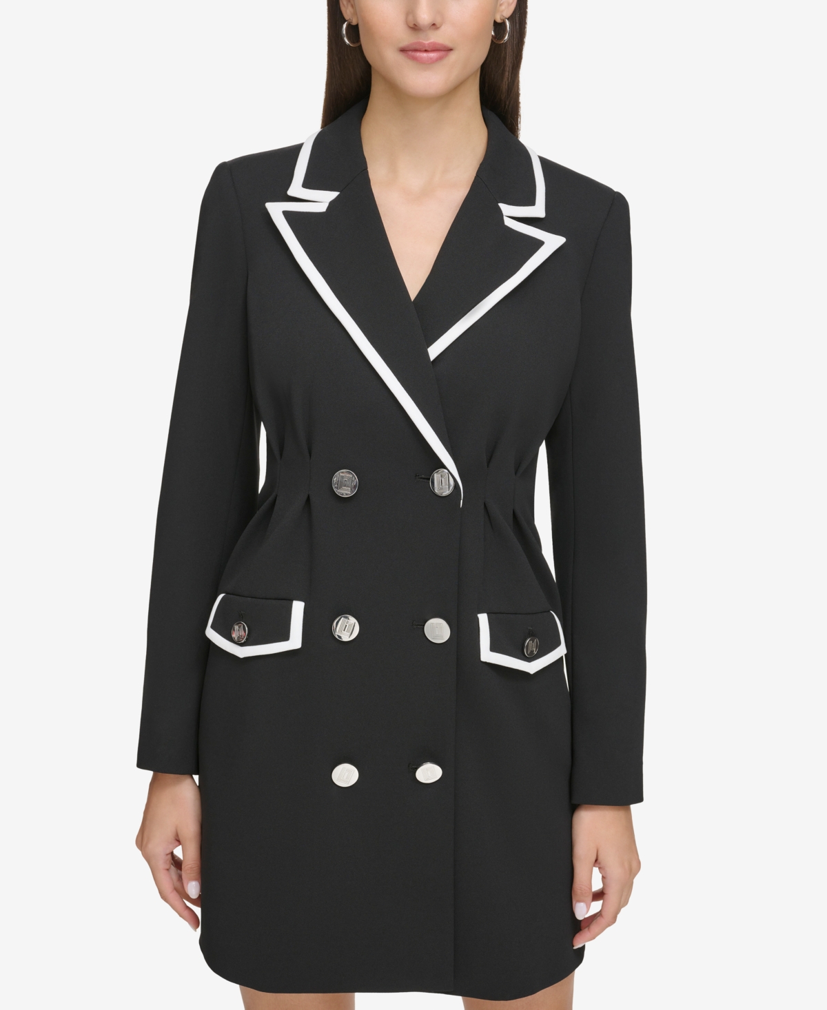 Karl Lagerfeld Scuba Crepe Blazer Mini Dress In Black Soft White