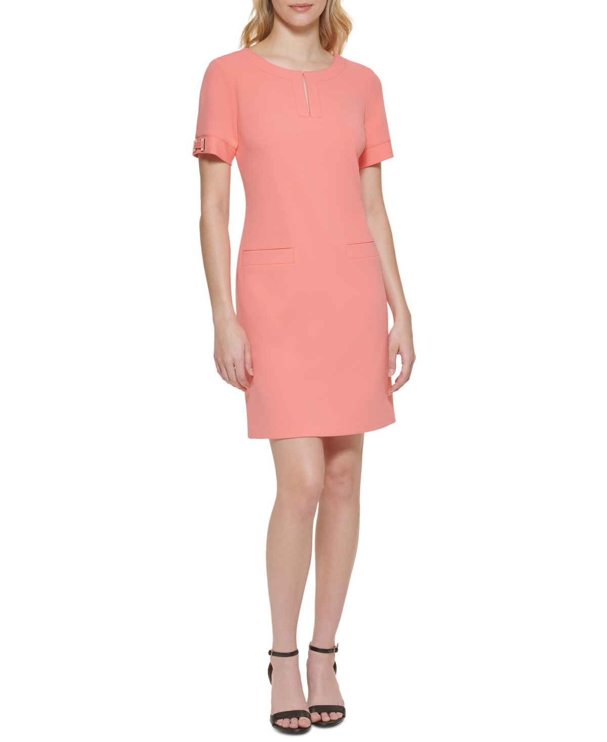 Tommy Hilfiger Women's Short-sleeve Scuba-crepe A-line Dress In Bloom