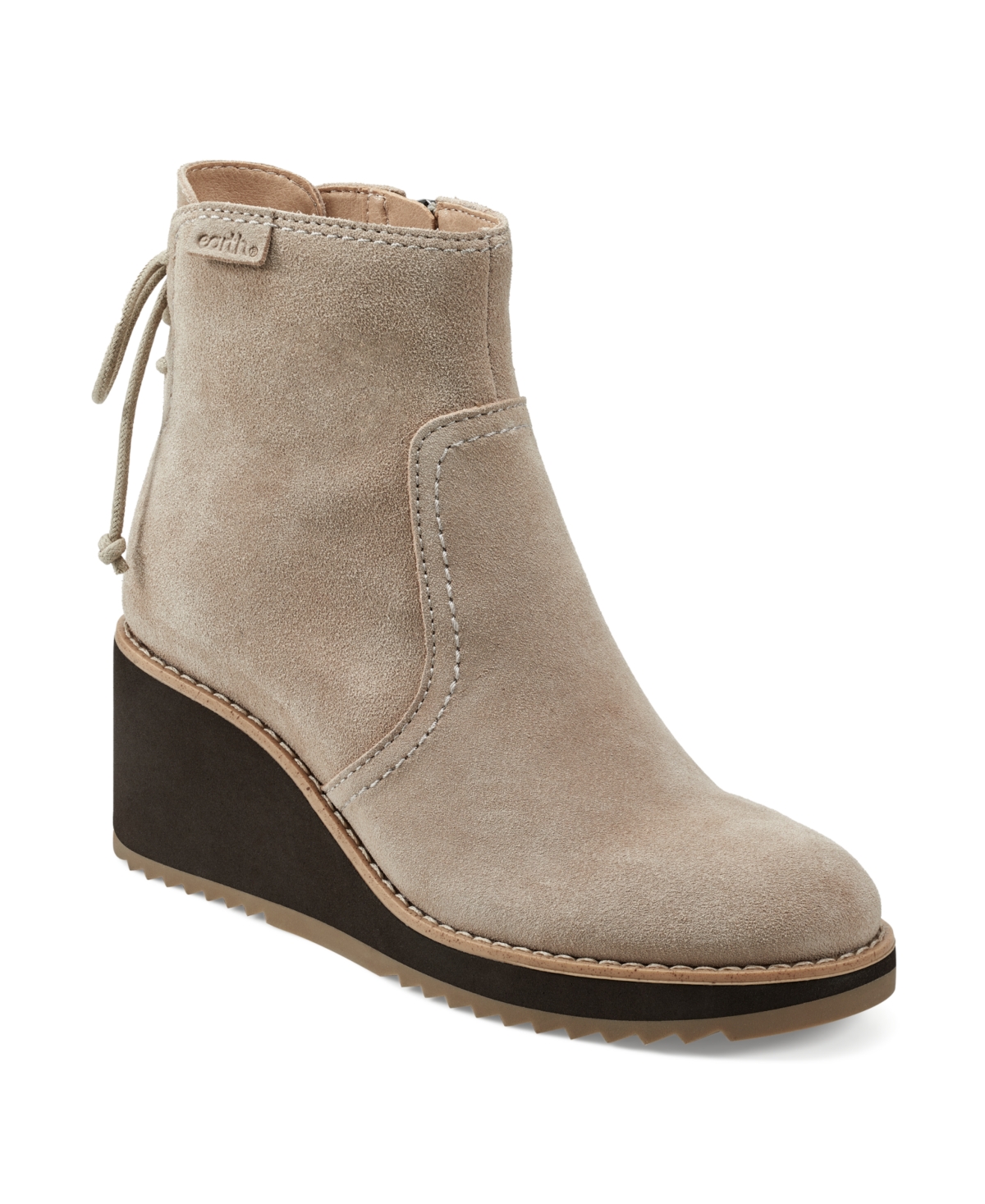 Earth Women's Calia Round Toe Casual Wedge Ankle Booties - Taupe Suede