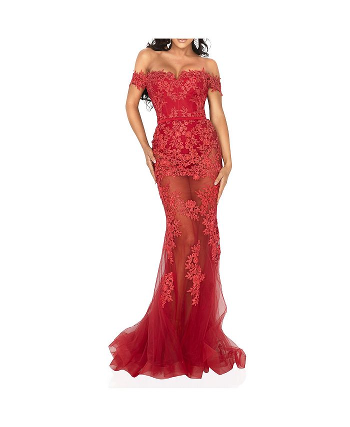 Macys red top evening gowns