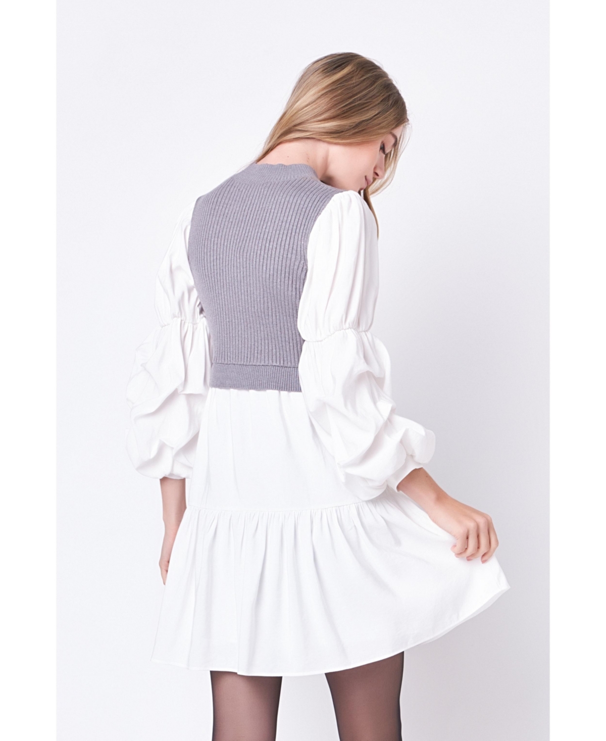 English Factory Women's Mixed Media Mini Dress