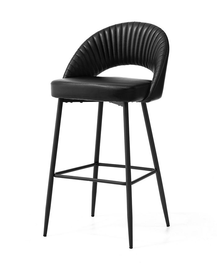 Glitzhome Set of 4 Leatherette Modern Quilted Bar Stool with Metal