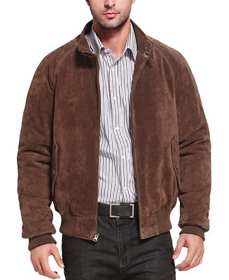 Landing Leathers Men WWII Suede Leather Bomber Jacket - Tall - Macy's