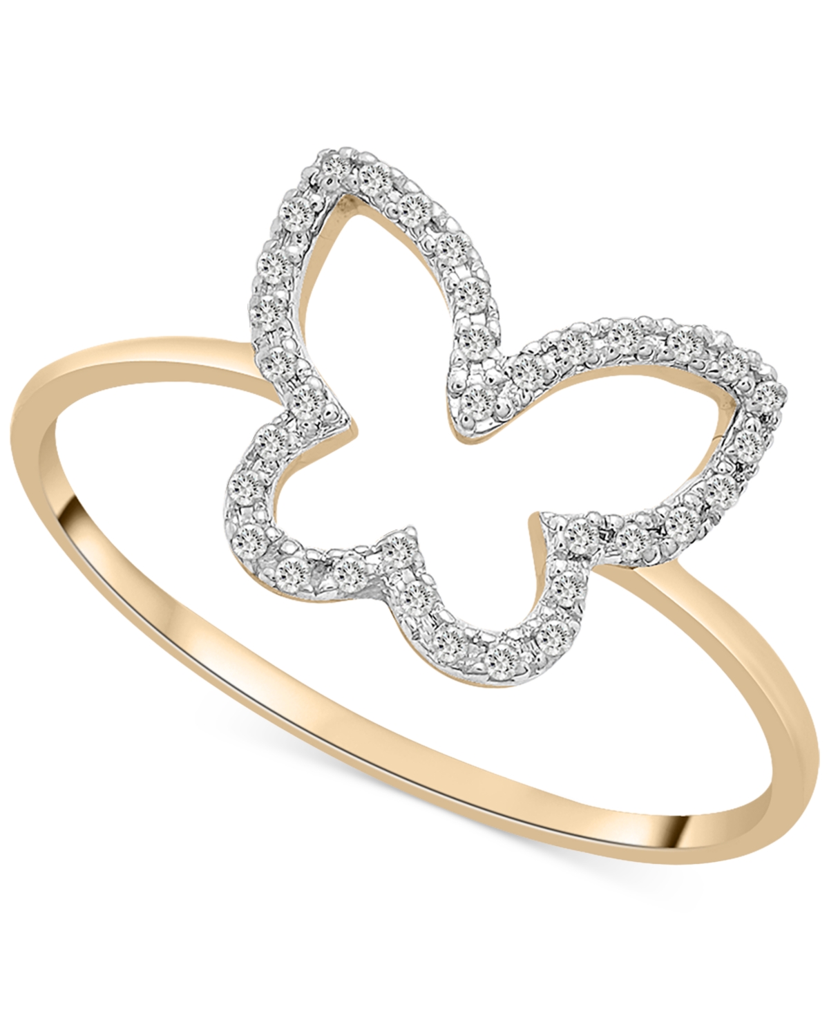 Wrapped Diamond Butterfly Openwork Ring (1/20 Ct. T.w.) In 10k Gold, Created For Macy's In Yellow Gold