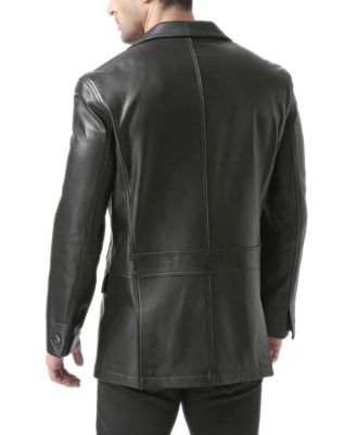 Men Two-Button Leather Blazer - Tall