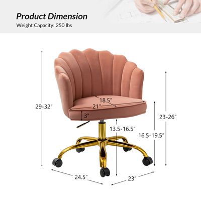 Woman Modern Cute Shell Back Upholstered Desk Chair for Vanity, Living Room