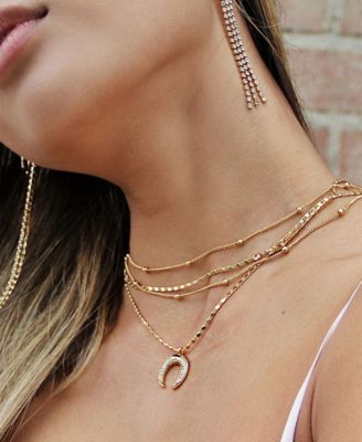 Layered Chain Crescent Horn Women's Necklace