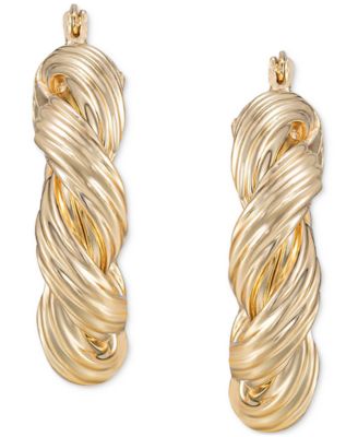 18K Gold Modern Day Twist Women's Hoop Earrings