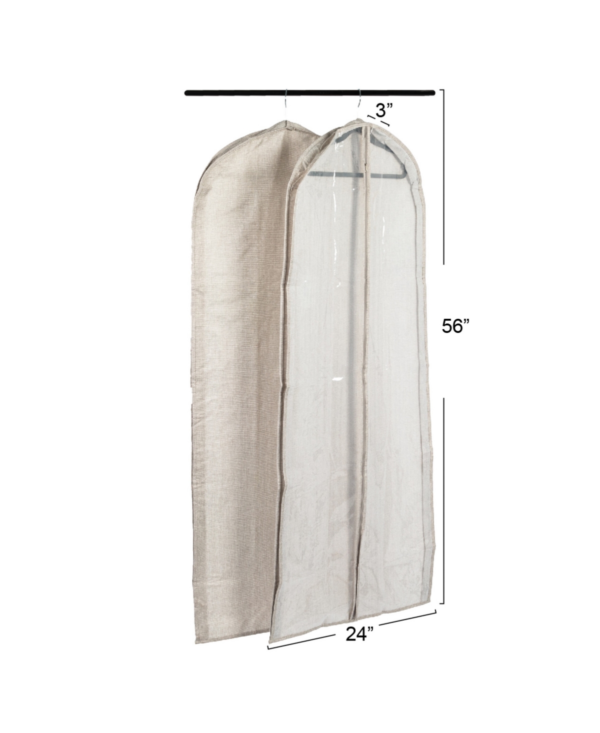 Household Essentials Hanging Zippered Garment Storage Bag with Clear Vision Front, Set of 2